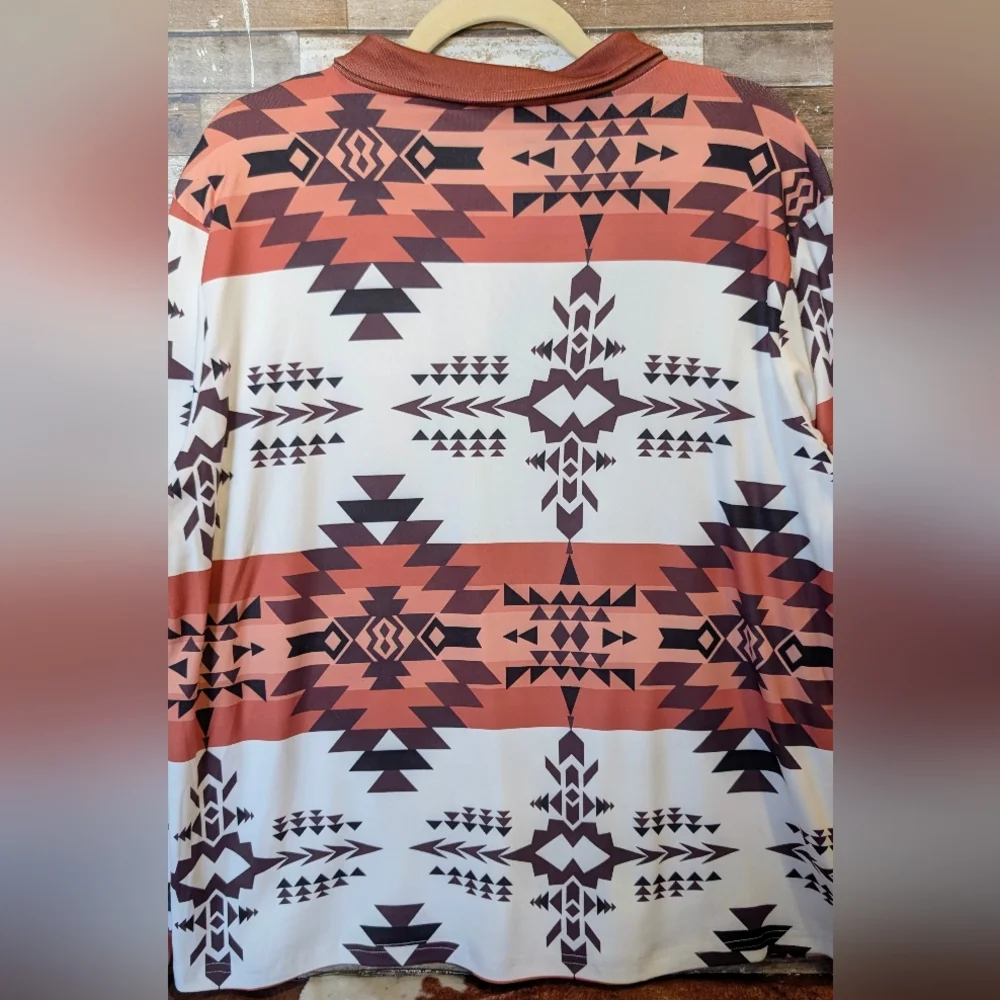 New Brown & White Aztec Top With Metal Buttons - Picture 12 of 15